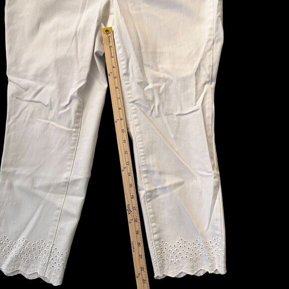 Talbots White Flawless Slim Ankle Stretchy Cropped Jeans Eyelet Pockets Size 16W - Picture 6 of 8